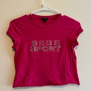 BEBE SPORT Cropped Bling Fitted Tee